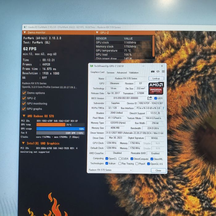 vand placa video rx570 8gb ddr5 256 biti second hand