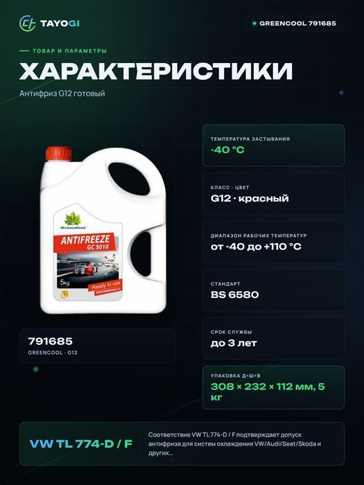 Антифриз Greencool Antifreeze GC 5010, 5 л