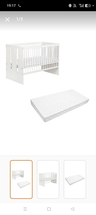 Pat bebe din lemn alb