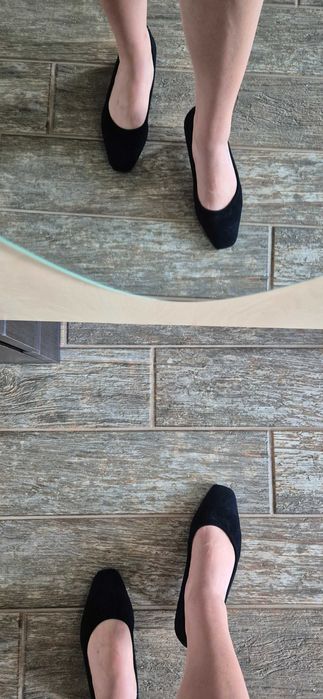 Balerini negri din piele intoarsa marimea 37