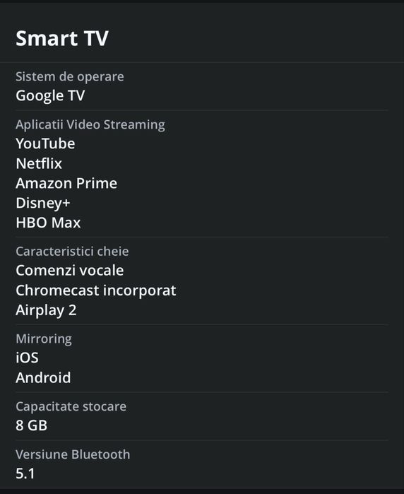 Televizor SmartTech QLED 55QG02V, 139 cm, Google TV, 4K Ultra HD, Clasa E (Model 2024)