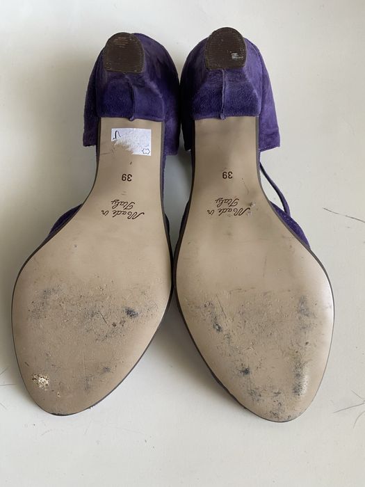 Лилави обувки на висок ток, N 39 от естествен набук
