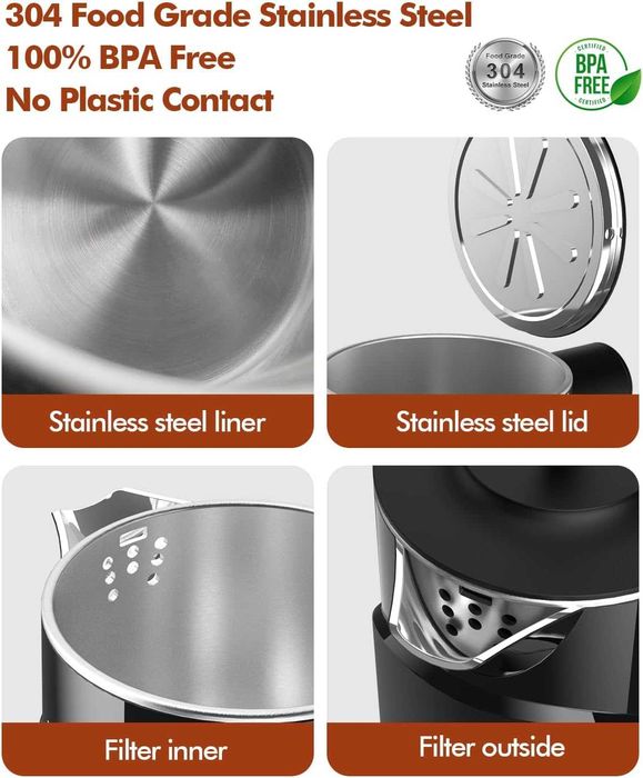 Кана от неръждаема стомана 2200W бързо загряваща, 100% без BPA, 1.7L