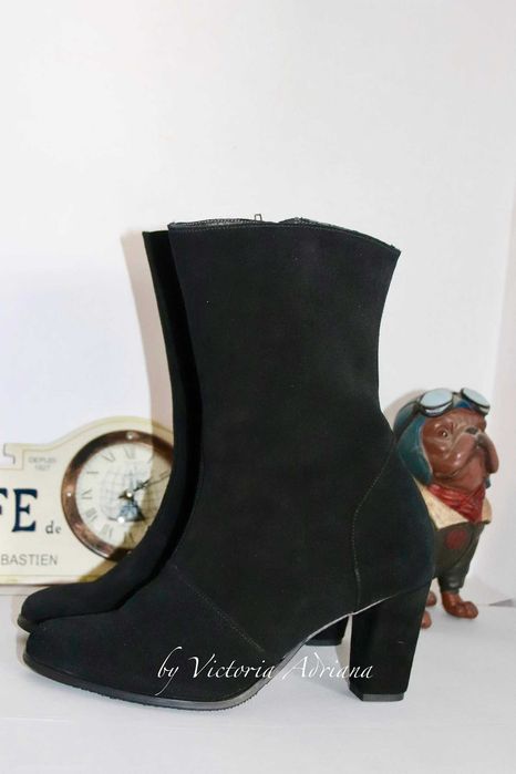 Botine Noi din piele intoarsa neagra Masura 40