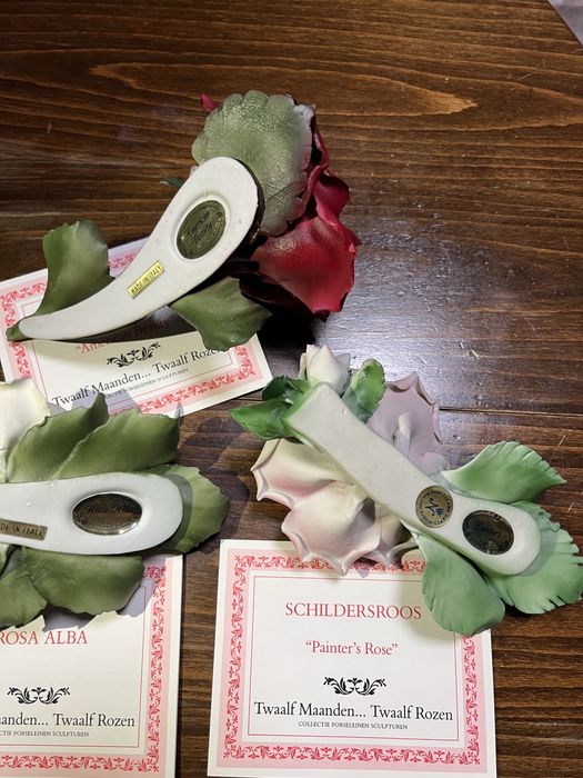 Колекция от 12 порцеланови рози,Capodimonte,Italy