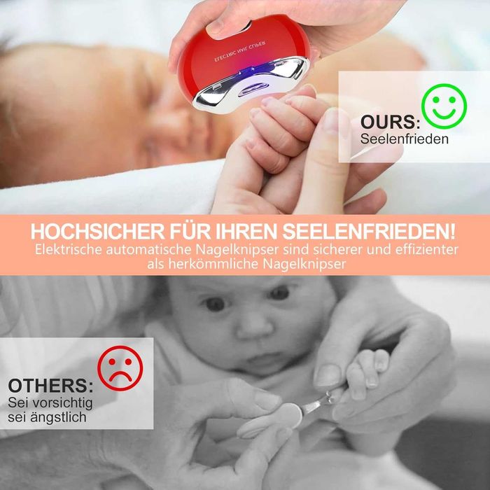 Електрическа нокторезачка за нокти, безопасна за бебе, пила за нокти