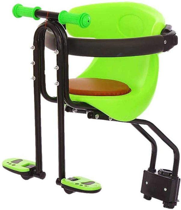 Scaun de copil pentru bicicleta cu montaj pe cadrul din fata, accesorii complete, kit montaj, suport picioare, bretele siguranta, arata ca nou