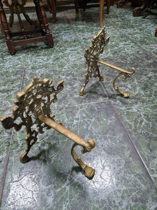 Уникален антикварен английски бронзов к-т за пред камина