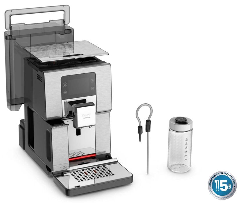 Espressor automat Krups Intuition Experience+ EA877D10, interfata touchscreen, 8 profiluri personalizabile, 15 bari