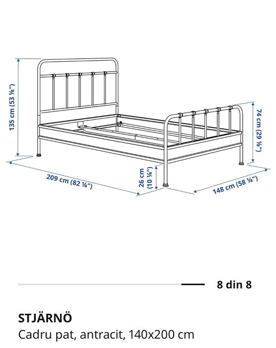 Pat cadru metalic IKEA