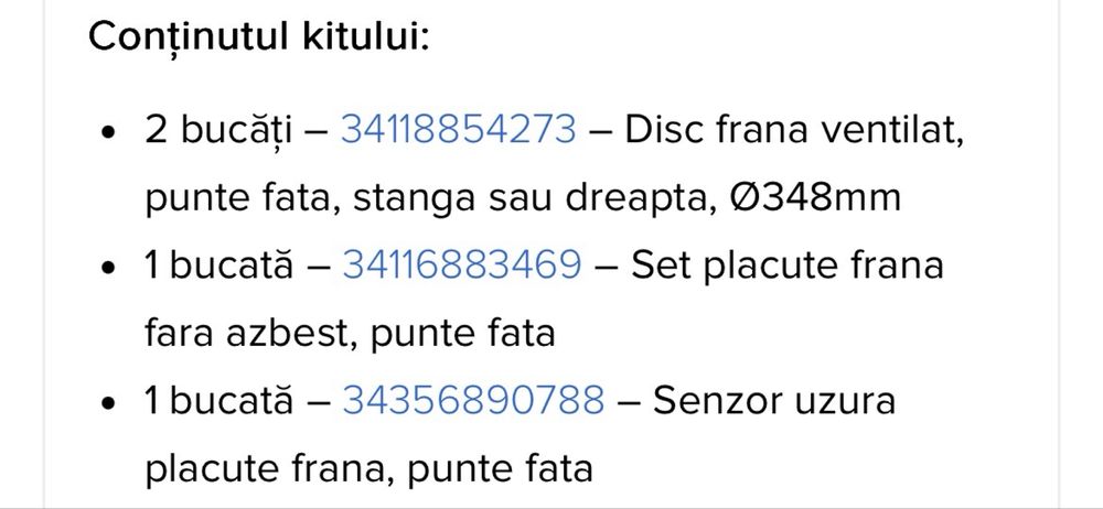 Discuri si placute frana bmw 530i