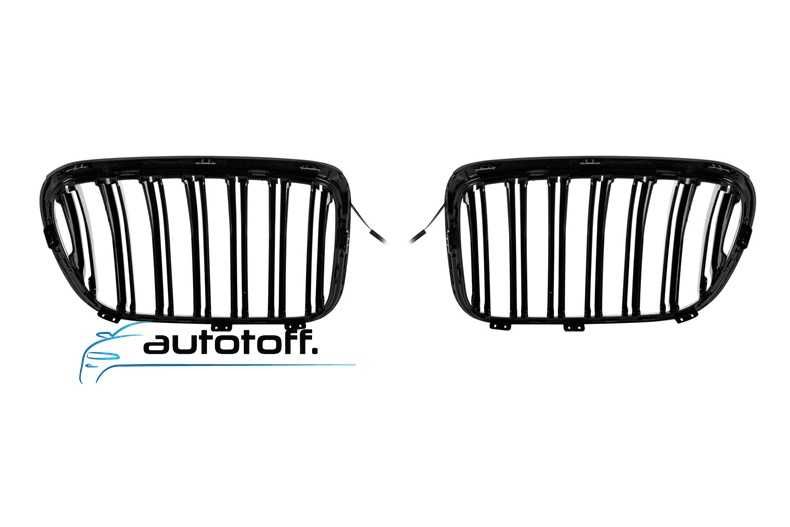 Grile duble iluminate compatibile cu BMW X3 F25 (10-13) Negru lucios cu LED
