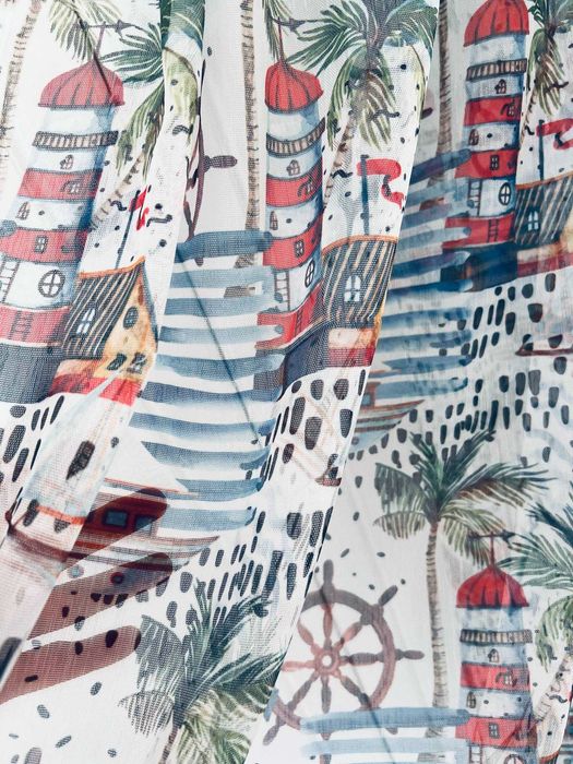 Тънко перде бамбук с морски мотиви