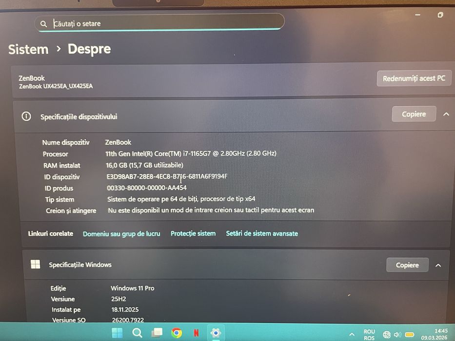 Laptop Asus Zenbook  14 cutie originala si accesori