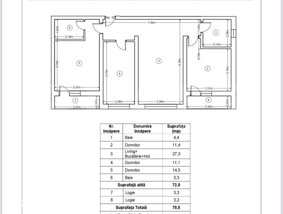 Apartament nou, 4 camere, 78,5 mp, Zona Ipotesti