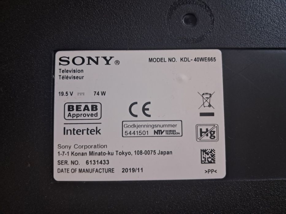 Telecomanda Sony si piese de schimb MODEL NO. KDL-40WE665