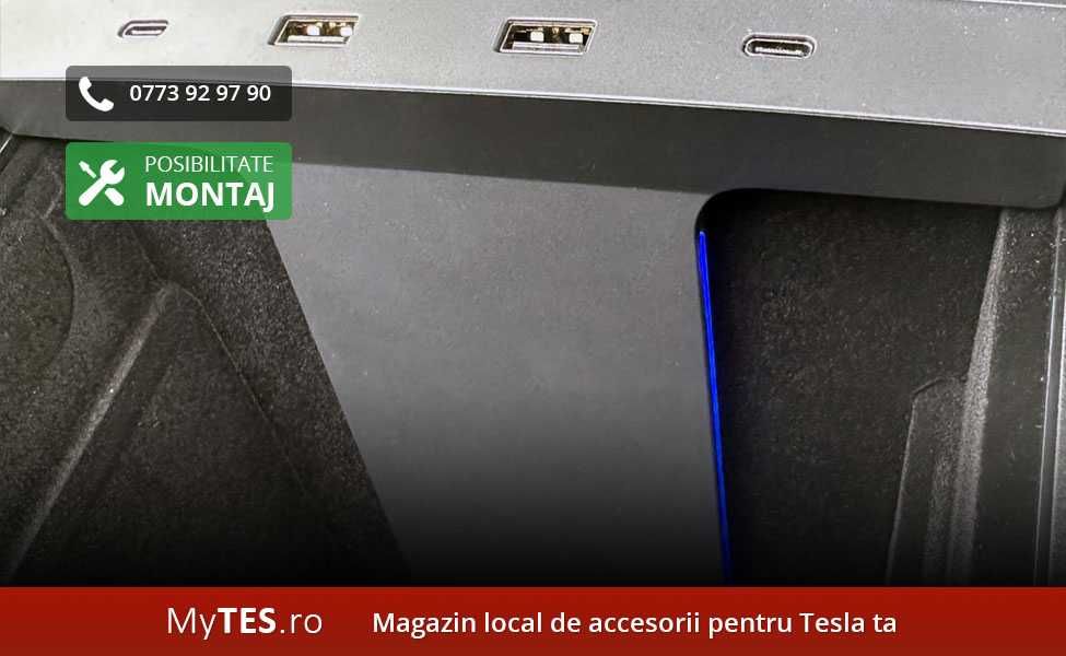 Panou extensie mufe USB (cu/fara lumini ambientale) - Tesla Model 3/Y