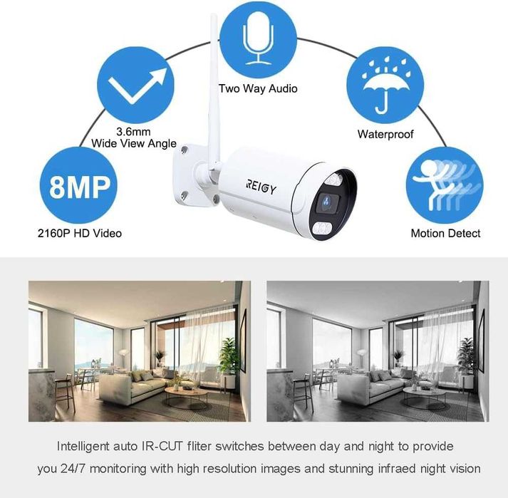 Чисто нова REIGY 8MP WIFI CCTV система с 2TB твърд диск, 16CH NVR ...