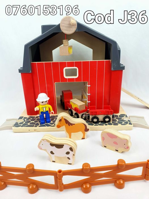 Ferma pt animale din lemn cu accesorii si animale- 19 accesorii- J36
