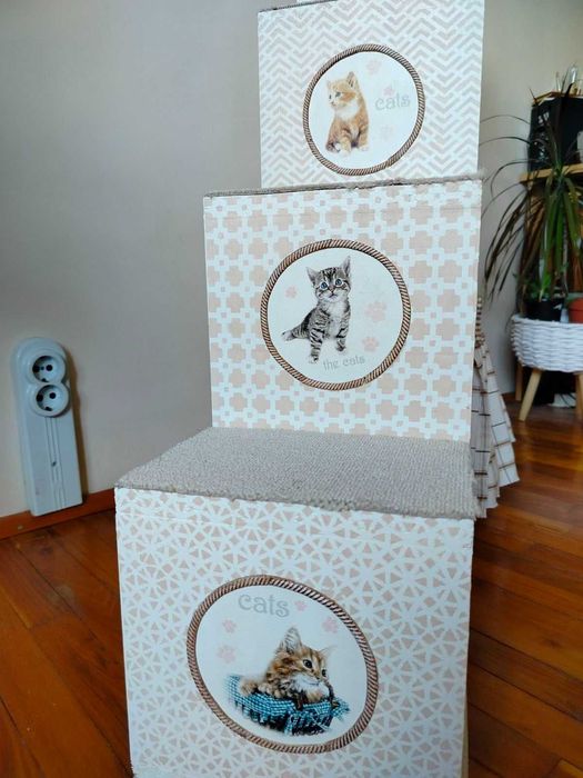 Котешка катерушка с къща, ПДЧ, ръчна декорация, УНИКАТ