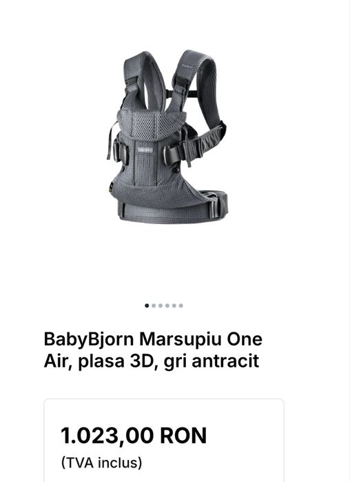 Marsupiu BabyBjörn One Air gri antracit