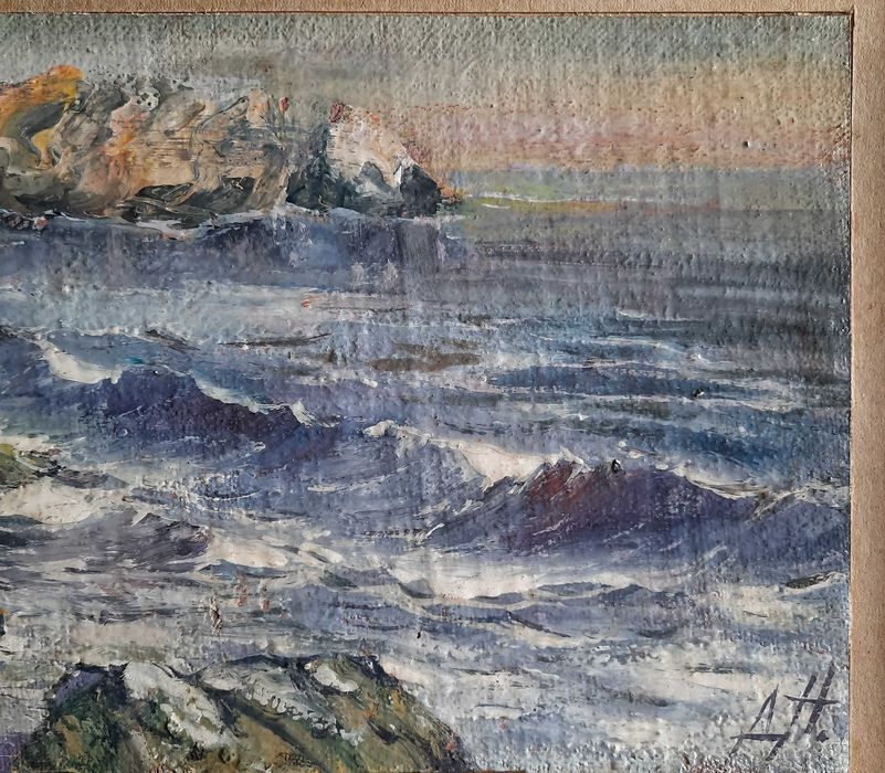 Стара картина Море на худ.Димо Николов1898-1984