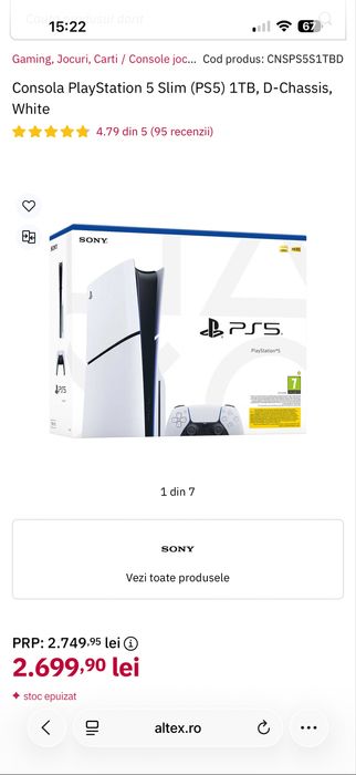 Consola PlayStation 5 Slim, 1TB