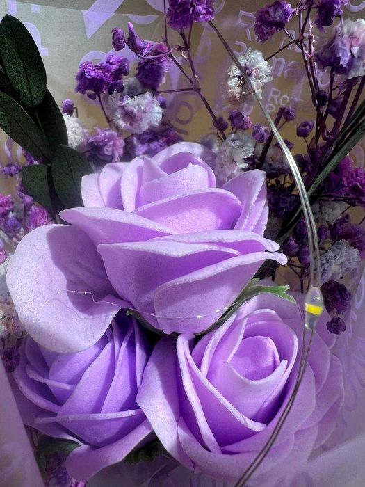 Роза Вечная в Колбе с подсветкой ПОДАРКА