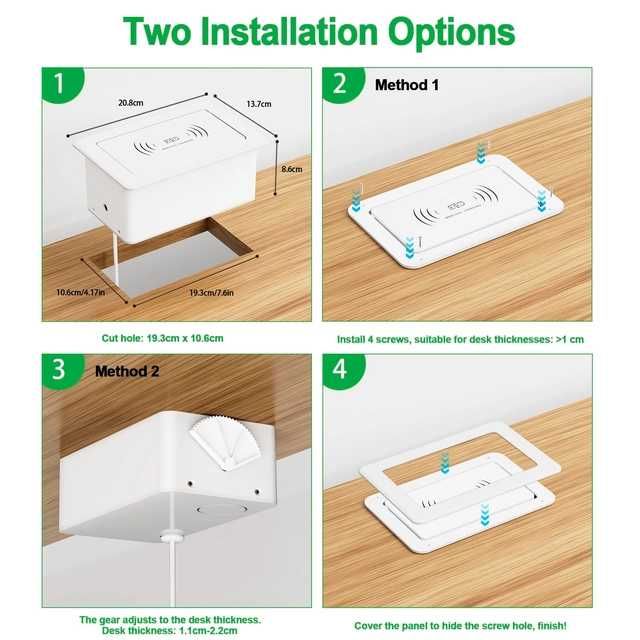 Ohuo GS261 priză retractabilă de blat cu încărcare wireless și USB