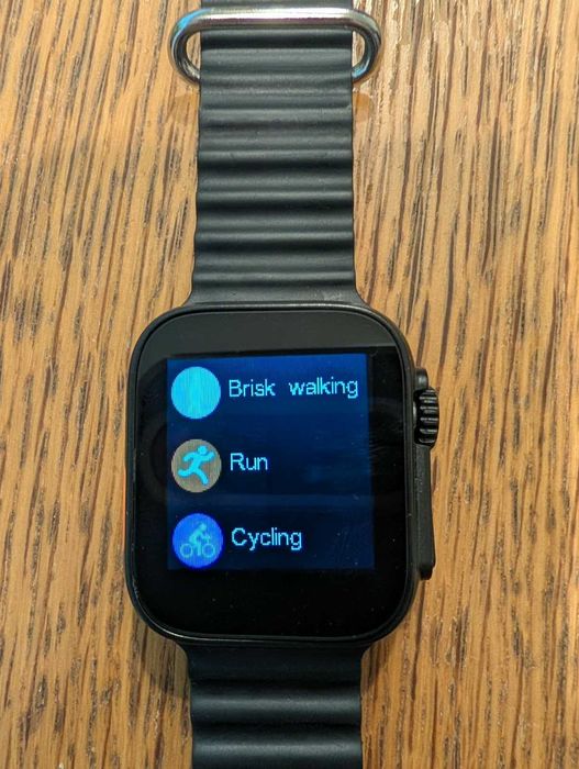 Ceas smartwatch Ultra 8, negru, cu puls, pași și încărcător USB