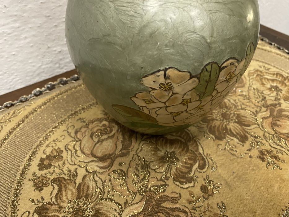 Японска месингова ваза Japan 1920 1940 ръчно рисувана