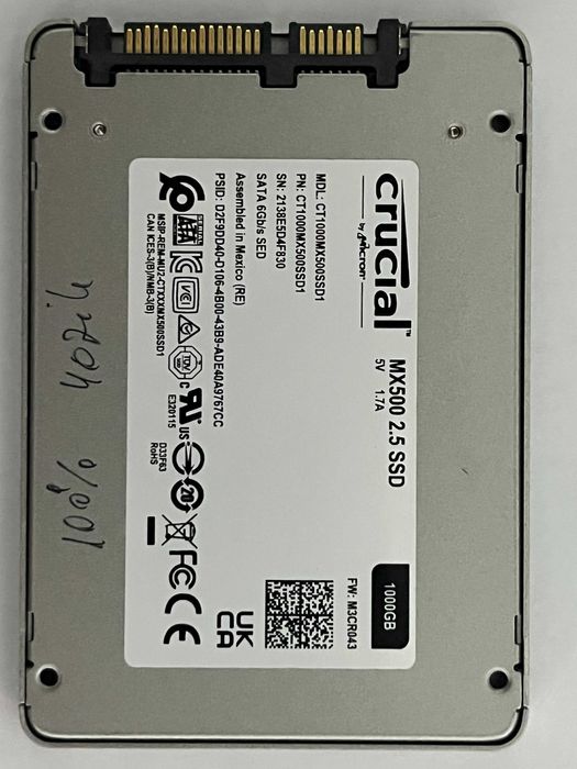SSD 1TB CRUCIAL 2.5" SATA 3 MX500 -  40 zile folosit - second hand