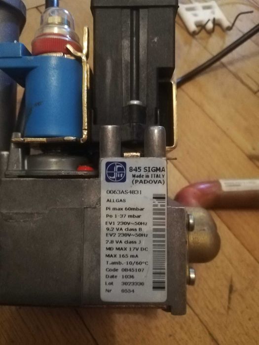 Vana gaz Sigma Sit 845 Ariston Beretta Viessmann Protherm max60mbar 1-37mbar
