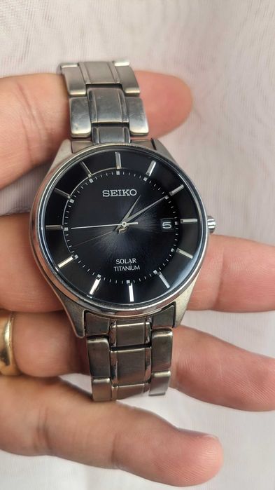 Ceas Seiko solar titan V157-0BX0 cadran negru sunburst, hacking