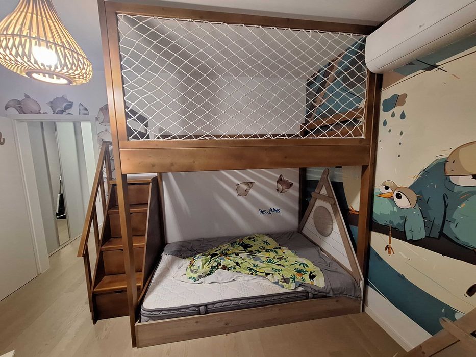 Pat etajat cu spatiu de joaca sau birou.Cod 1013