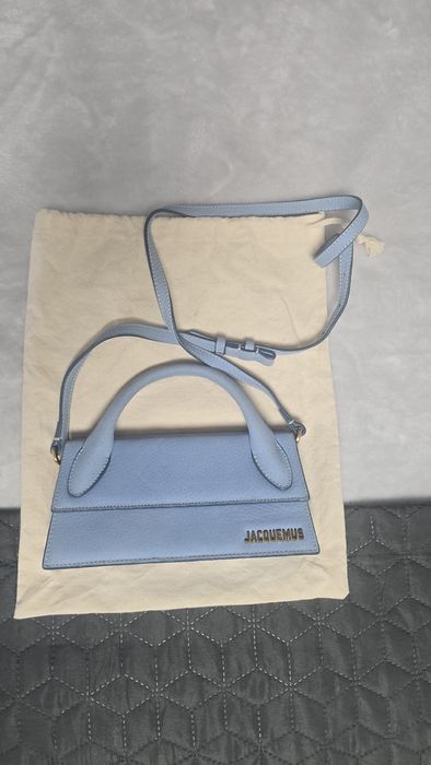 Geanta Jacquemus Chiquito Long,baby blue,suede,ca noua! 100% originala