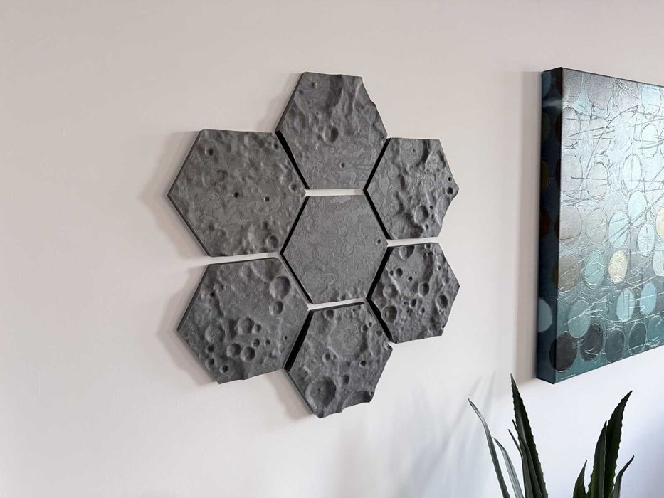 Hexagon Lună – Artă decorativă de perete