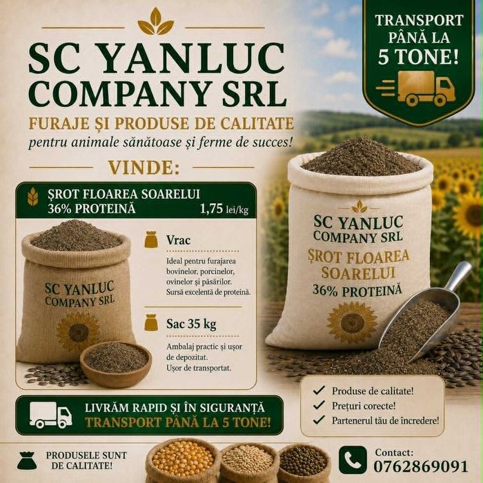Vand srot floarea soarelui 36-37%proteina