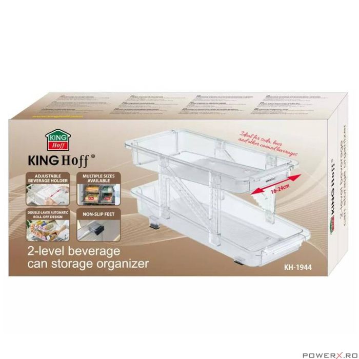 Organizator doze, reglabil, cu 2 niveluri, transparent, Kinghoff
