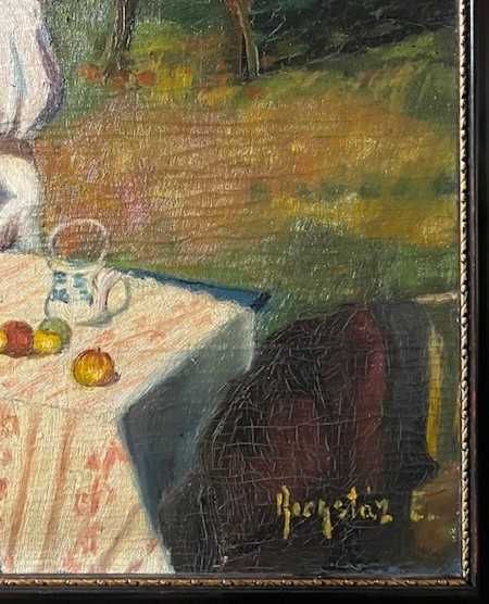 Tablou VECHI, semnat, Ulei pe carton, 60x50cm+rama