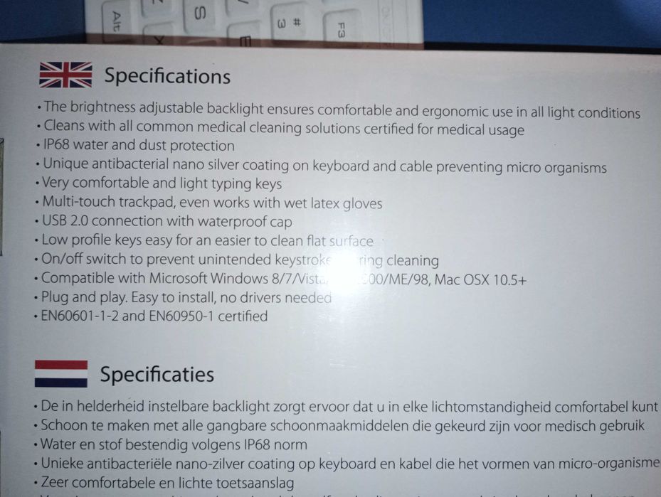 Tastatură medicală/industrială IP68 Craytech SaniKey Prolight Touch LP