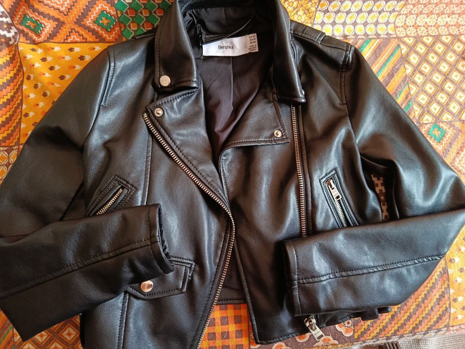 Кожено късо яке за момиче 10-12 г Bershka