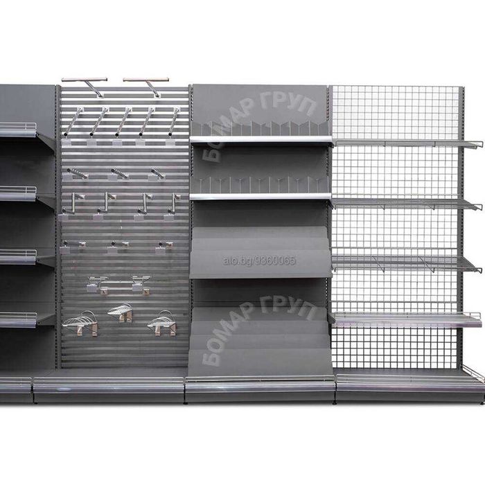 ПРОМО! Крайстенен стелаж за магазин бял или тъмно сив мат!