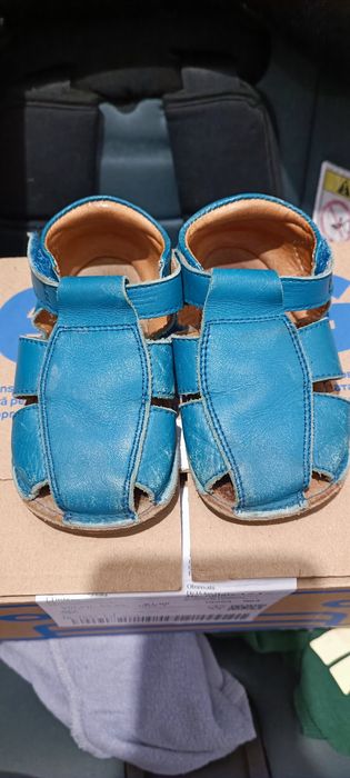 Sandale baieti primii pasi barefoot, piele naturala – Albastru Marin