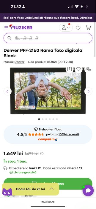 Rama foto digitală Denver PFF-2160