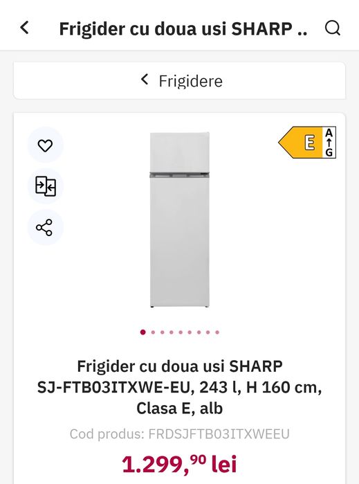 Frigider Sharp+congelator, super pret