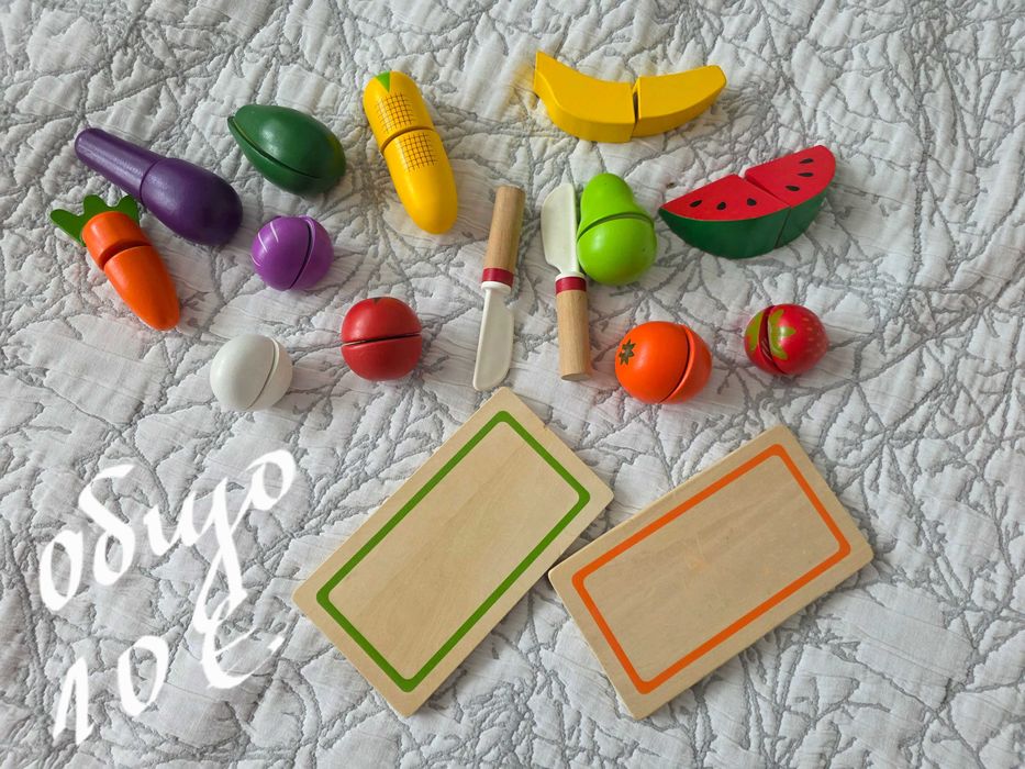 Детски играчки дървени торта, плодове, зеленчуци