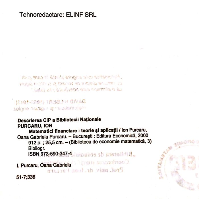 Matematici financiare - Teorie și aplicații ( Ion Purcaru)