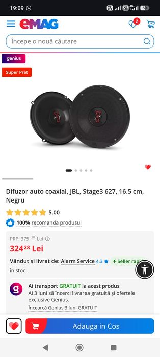 4 x difuzoare auto JBL  16,5 cm boxe