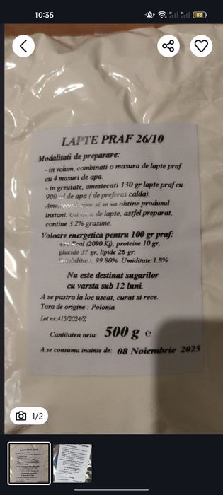 Lapte de consum .
Lapte praf 14 ron per bucata
Lapte pr